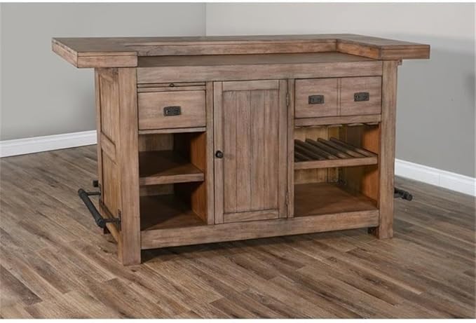 Home Bar and Swivel Bar Stools in Taupe Brown 3 Piece Set