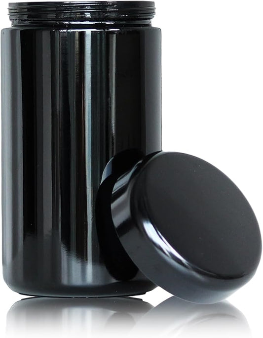 Black Glass Airtight Storage Container Jar 1000ml 2 Oz with UV Protection for Spice Coffee