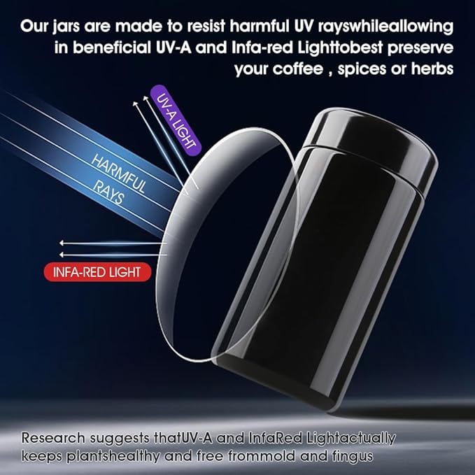 100g Black Ultraviolet Glass Jar with Lid,100 ml Airtight Smell Proof Container,Refillable Containers Jar,Ideal for Long term storage Oil,Coffee,Spices (B capacity: 100ml 3-PCS)