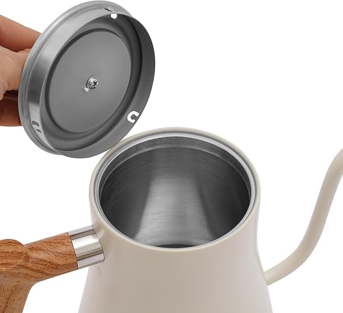 Gooseneck Electric Kettle, 1200W Fast Heat 0.9L Stainless Steel Kettle Adjustable Temp 104-212°F ±1°F, 24H Keep Warm, LED Display - For Pour Over Coffee & Tea (White)