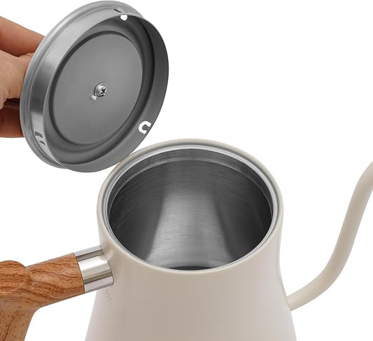 Electric Gooseneck Kettle, 1200W Precision Gooseneck Spout Designed with LED display, Digital Goose Neck Kettle for Quick Heat Up, Stainless Steel, White, 104-212 °F