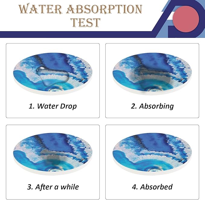 4-Piece Round Absorbent Ceramic Coaster Set with Cork Base – Durable Drink Coasters for Mugs, Cups, and Tabletop Protection (Starry Night Cat)