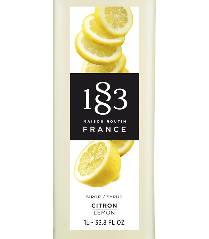 1883 Lemon Syrup for Drinks, Made in France, 1 Liter Glass Bottle