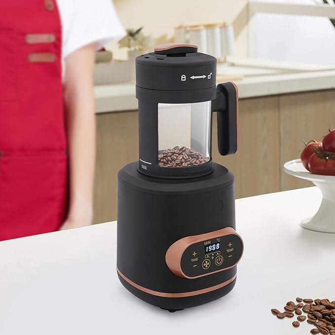 Coffee Bean Roaster Machine, 1500W Electric Coffee Roaster Machine with LED Display and Intelligent Control, 0.22 lbs Capacity Coffee Bean Roasting Tools for Home, Office, Restaurant