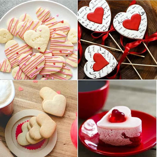 KaKuta Valentine's Day Cookie Stencils Coffee Cake Templates Decoration,20 Pcs Reusable Heart Love Powder Sieve Template for Coffee, Cake Stencils Decorating Baking Painting Mold Tools