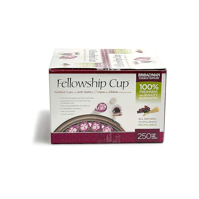 Broadman Church Supplies Pre-filled Communion Fellowship Cup, Juice and Wafer Set, 250 Count