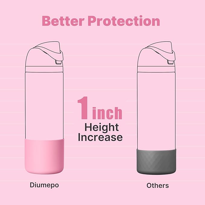 Silicone Water Bottle Boot for Owala 24 oz, Anti-Slip Protective Sleeve for Owala Twist & FreeSip & Flip Stainless Steel Water Bottle, Boot Bottom Base (Pink)