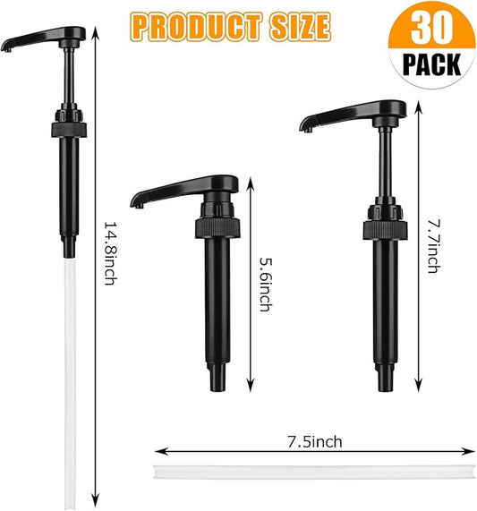 CYEAH 30 Pcs Syrup Pumps, Black Pump Coffee Syrup Pump Dispenser, Black Cherry Juice Bottle Pumps Soda Can Pump Fits 750ml Bottles for Coffee Syrups - Flavorings Bottles