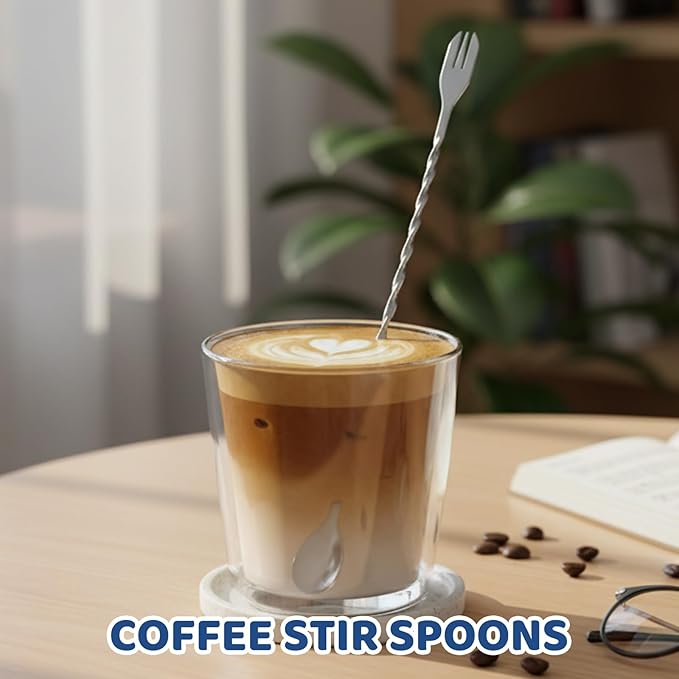 6 Pieces Cocktail Spoon Long Handle, Stainless Steel Mixing Utensils for Bartenders, Professional Stirring Tool for Cocktails and Drinks