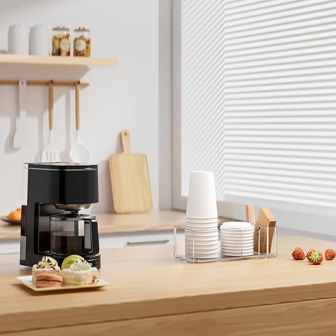 Coffee Cup Holder for Countertop - Clear Acrylic Coffee Bar Accessories 2 Cup Organizer Station Organizer Farmhouse Table Décor