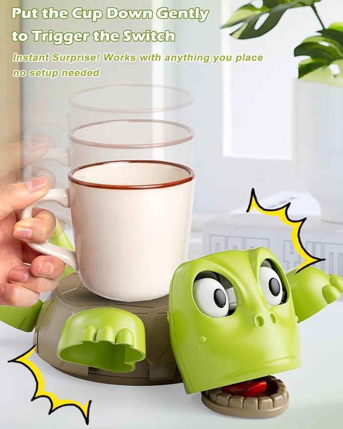 Turtle Coaster, 3D Printed Funny Tea Coasters with Interactive Expression, Turtle Cup Holder, Insulated Drink Mat for Coffee and Wine Glasses, Home Decor and Kitchen Accessories