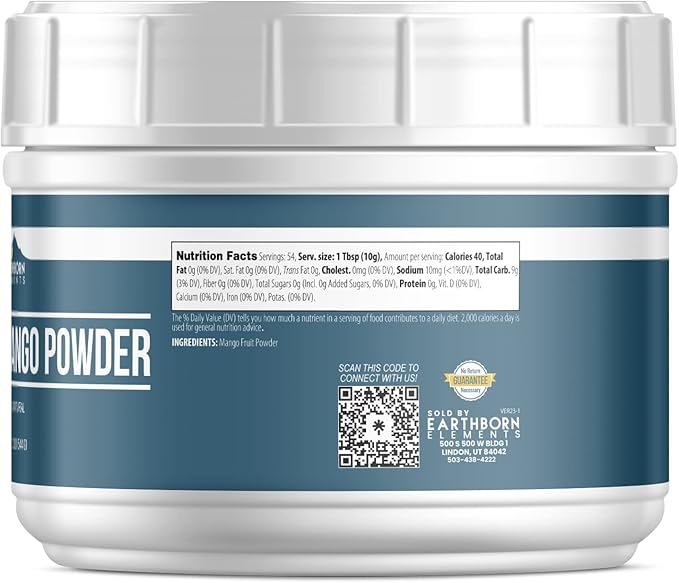 Earthborn Elements Mango Powder 1.2 lb Pure & Natural, Smoothies & Drinks
