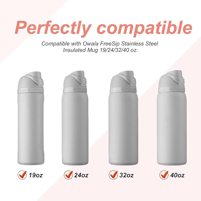 2pcs Water Bottle Top Lid Compatible with Owala FreeSip 24oz 32oz, Sealing Parts Replacement Stopper Silicone Plug Accessories for Owala Free Sip 19/24/32/40oz BPA-Free Seal Gasket Bottle Cap Mouth