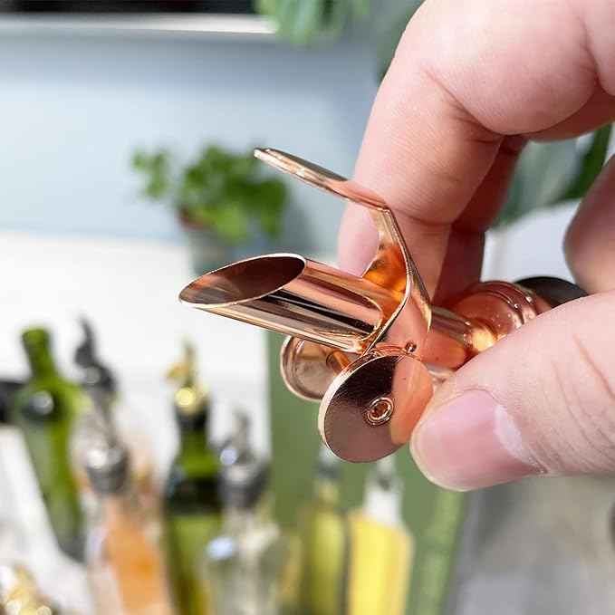 Pafusen 2 Pack Auto Flip Olive Oil Dispenser, Liquor Pour Spout, Oil Dispenser for Kitchen, Easily Turn Your Bottles into Dispensers for Liquor, Coffee Syrup or Oils, Weighted Pourer, Rose Gold