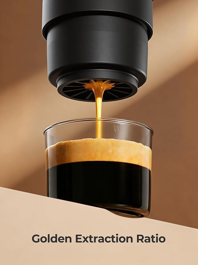 Portable Handheld Electric Espresso Machine, Ultra Light Compact Coffee Maker for Hot Water, 160ML Large Water Tank, 2300mAh Battery, Unique Bracket Fast Brewing for NS Capsules, Travel/Camping/Office