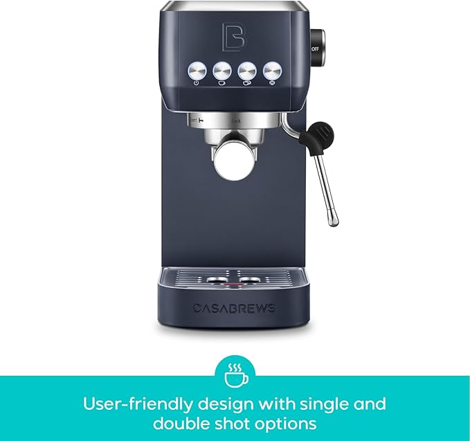 CASABREWS 3700 Essential Espresso Machine 20 Bar, Stainless steel Coffee Maker with Milk Frother, Espresso Coffee Machine for Cappuccino, Latte, 43.9oz Water Tank, Gift for Her, Sapphire Blue