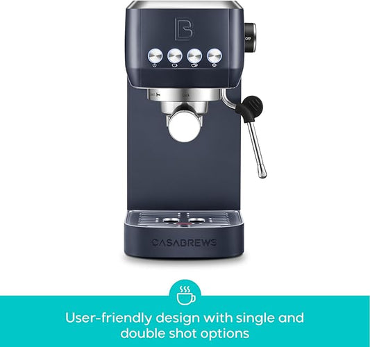 CASABREWS 3700 Essential Espresso Machine 20 Bar, Stainless steel Coffee Maker with Milk Frother, Espresso Coffee Machine for Cappuccino, Latte, 43.9oz Water Tank, Gift for Her, Sapphire Blue