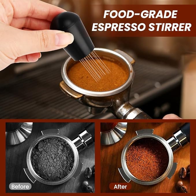 22pcs Coffee Tamper Set, Espresso Accessories, Tampers kit Barista Tools with 51mm Espresso Tamper, WDT Tool, Coffee Stirrer, Tamper Mat, Coffees Stencils, Latte Art Pen