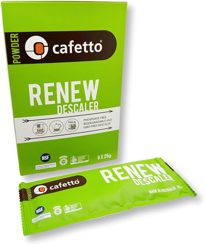 verybarista Renew Descaler (6 x 25g sachets). Designed for espresso machines, boilers and coffee brewers. Safe to use on aluminium, brass and stainless steel