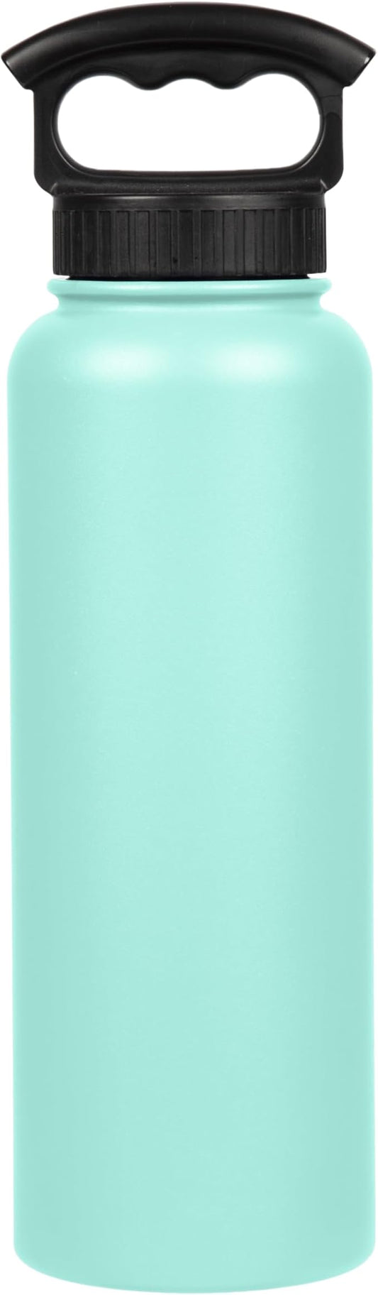 FIFTY/FIFTY Double Wall Vacuum Insulated Water Bottle, Stainless Steel, Wide Mouth with Three Finger Cap