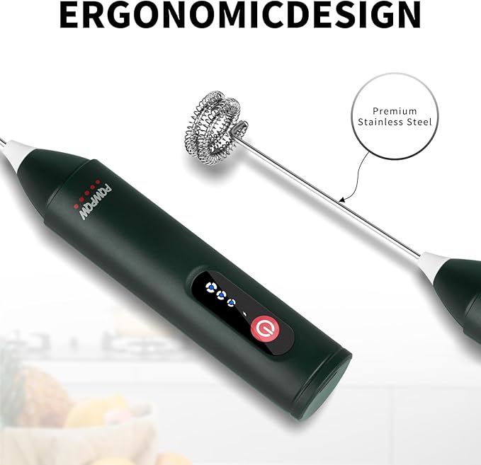 3-Speed Rechargeable Milk Frother for Coffee, Baking & Eggs - USB Fast Charging, Portable Frother Wand for Perfect Foam Every Time!(Blackish green, 3-Speed & USB Rechargeable)