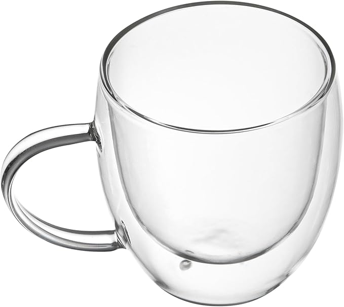 Restaurantware Coffee Cup 12 Pack of 8.45 oz Insulated Double-Wall with Handle Glass Borosilicate Coffee Cup Espresso Shot Dishwasher Safe For Hot Drinks