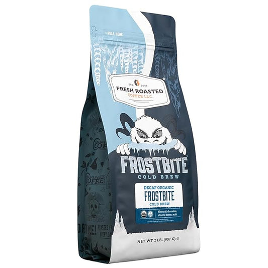 Fresh Roasted Coffee, Organic Decaf Frostbite Cold Brew | Mold & Myco 3rd Party Tested | 2 lb (32 oz) Medium Roast, Kosher, Whole Bean