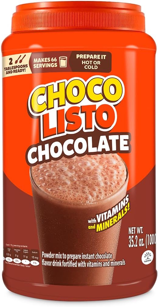 Chocolisto Instant Chocolate Drink, Nutritious Beverage with Vitamins and Minerals, 35.2 oz, Pack of 1.