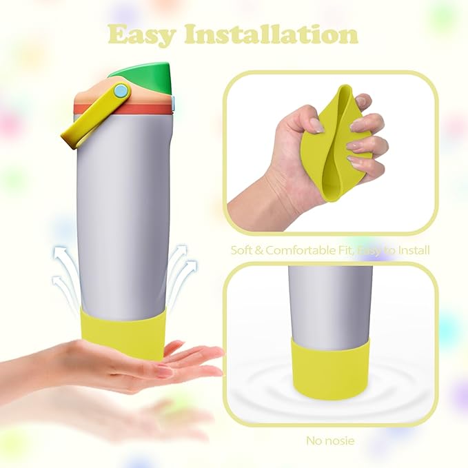 Silicone Boot for Owala 30oz & 40oz FreeSip Sway Bottles & Tumblers - Non-Slip, Scratch-Resistant, Stability Enhancer, Available in 12 Colors (Opal Dream Yellow)