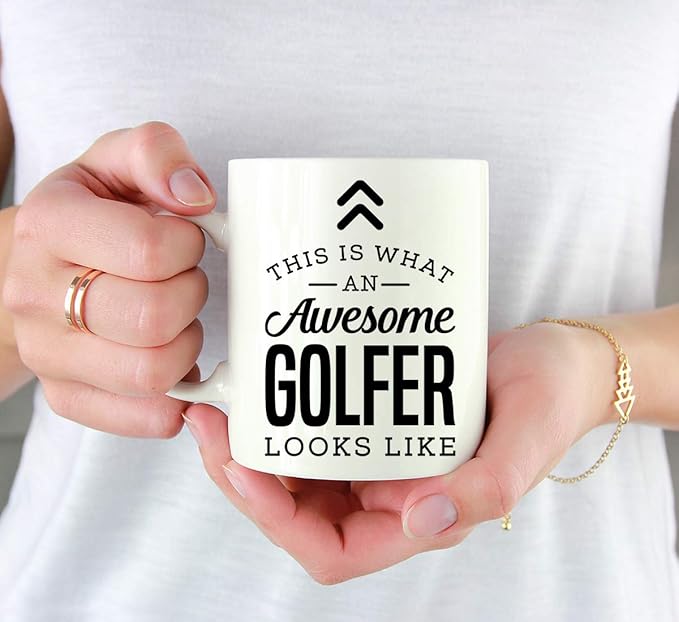 Andaz Press 11oz. Ceramic Coffee Tea Mug Thank You Gift, This is What an Awesome Golfer Looks Like, 1-Pack, Birthday Christmas Gift Ideas Coworker Him Her, Includes Gift Box