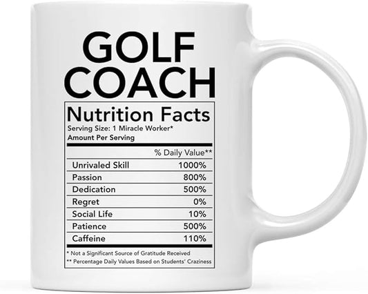 Andaz Press Funny 11oz. Ceramic Coffee Tea Mug Thank You Gift, Golf Coach Nutritional Facts, 1-Pack