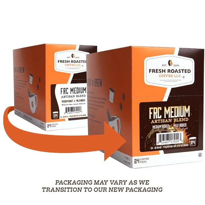 Fresh Roasted Coffee, FRC Medium Roast Blend, 24 Pods for K Cup Brewers