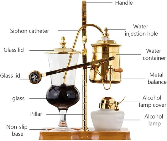 Siphon Coffee Maker Kit, 400ML/13.5Oz Belgian/Belgium Family Balance Syphon Coffee & Tea Brewer Elegant Double Ridged Fulcrum with Tee Handle