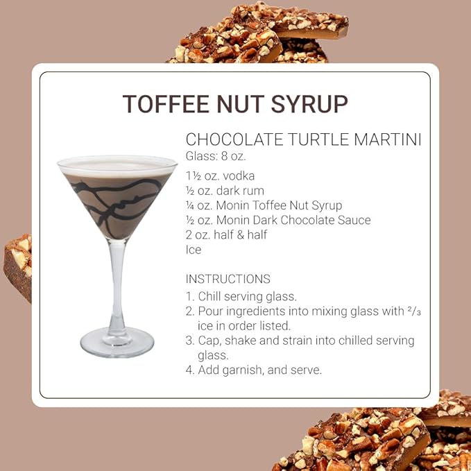 Monin - Toffee Nut Syrup, Bold and Buttery, Great for Coffee and Desserts, Gluten-Free, Non-GMO (1 Liter)