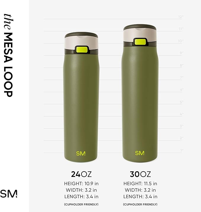 Simple Modern Mesa Loop Water Bottle with Covered Straw and Handle | 30oz Cup Holder Friendly Insulated Stainless Steel Bottles for Travel, Sports and School | Cricket