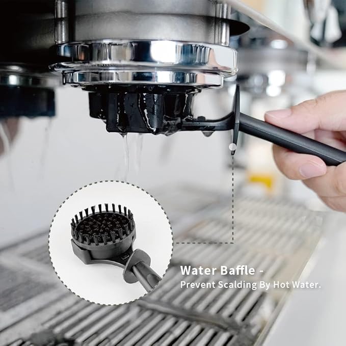 watchget Espresso Coffee Machine Cleaning Brush Grouphead Brush with 1 More Detachable Nylon Bristles Espresso Cleaning Bristle for 58mm Group Head