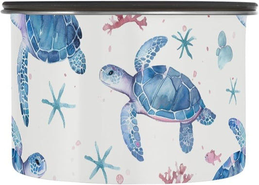 ALAZA Sea Turtle Watercolour Airtight Coffee Bean Canister 900ml Food Storage Containers with Lids For Gournd, Tea, Sugar, Flour, Rice, Cereal, Candy Cookie Jar