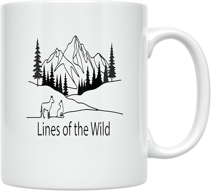 Lines of the Wild - Nature Lover - 11 oz White Ceramic Coffee Mug - Minimalist Aesthetic