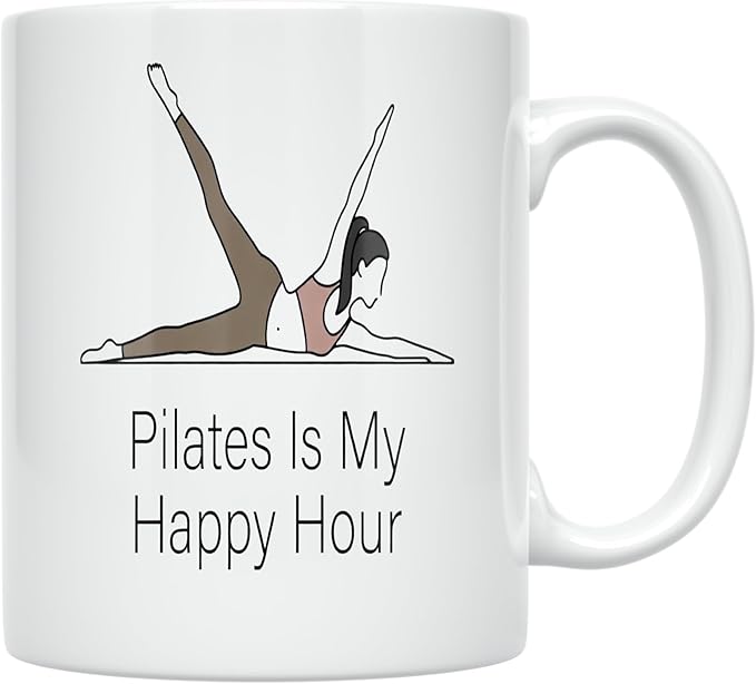 Pilates Lover Coffee Mug - Mindful Movement Design - 11 oz White Ceramic - Minimalist Style