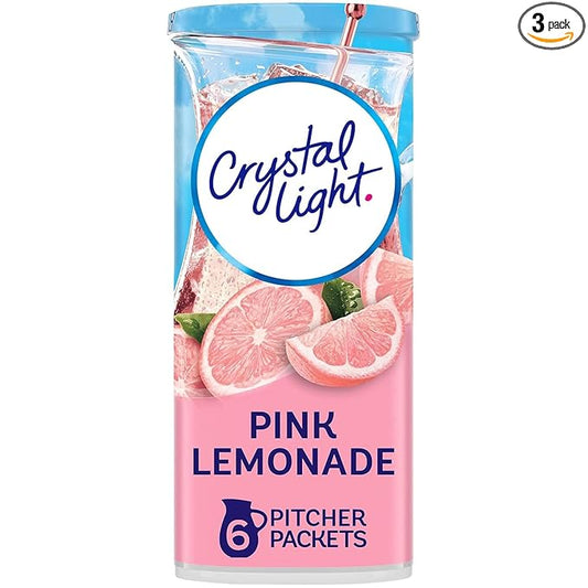 Crystal Light Pink Lemonade Drink Mix, 12-Quart 2.9-Ounce Canister (Pack Of 3)