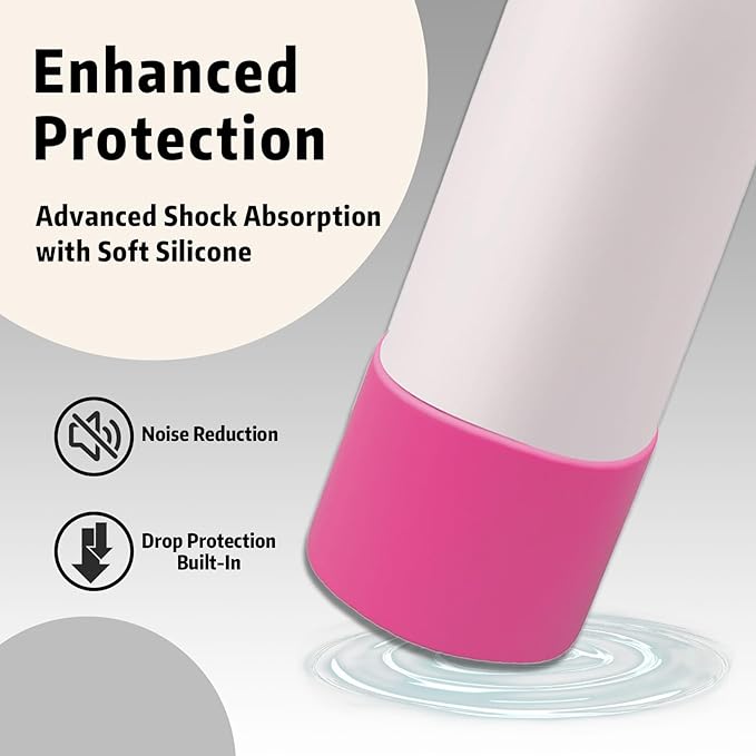 Silicone Boot for Owala 24oz Water Bottle – Anti-Slip Protective Cover, Bottle Boot, Base Cover Compatible with FreeSip, Sleeve for Stainless Steel Tumblers (Rose Red, 24OZ)