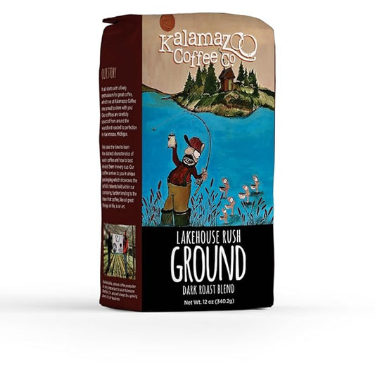 KALAMAZOO COFFEE COMPANY Lakehouse Rush Ground Coffee - Dark Roast | 12oz Bag (1 Pack)
