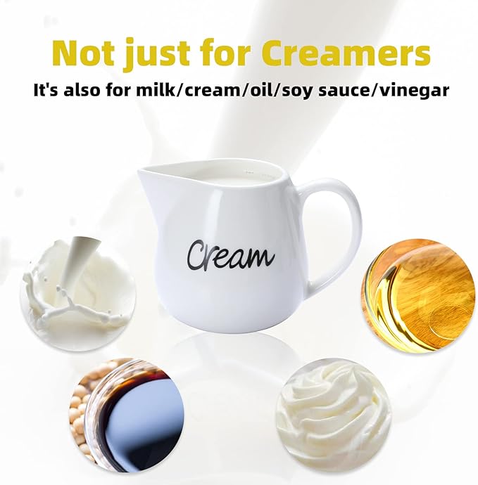 ONTUBE Porcelain Creamer, Ceramics Milk Creamer Pitcher 12OZ (White)