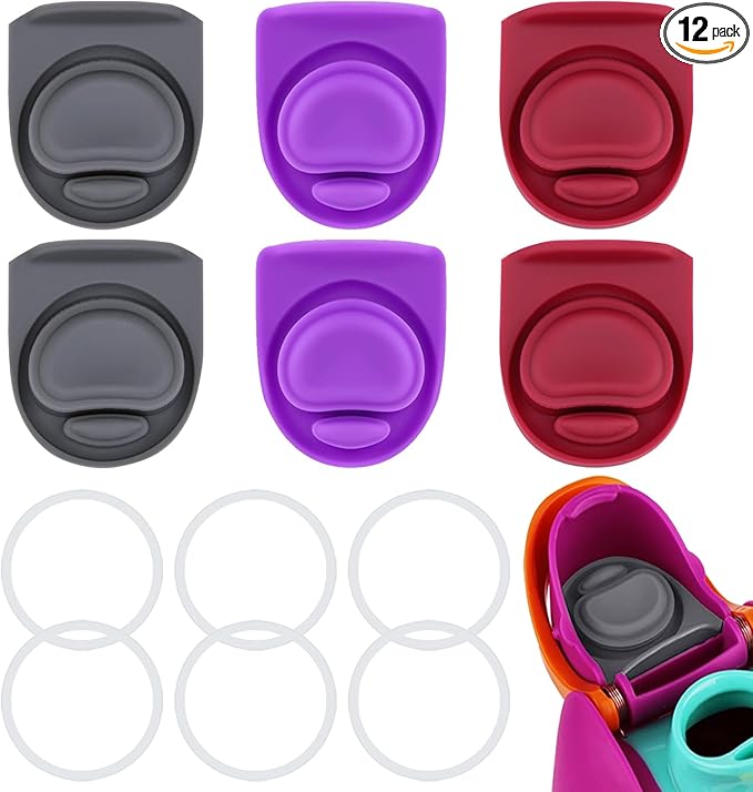 Replacement Stopper and Gasket O Seal Ring Compatible with Owala FreeSip 16oz,6 Sets Bottle Top Rings Lid for Owala 16/19/24/32/40oz Mouth Cap Silicone Insert Parts Accessories(HPWR01)