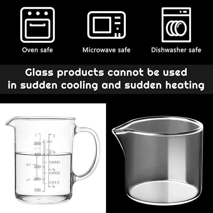 Suclain 8 Pcs 4 oz Glass Creamer Pitcher Transparent Milk Pourer Mini Milk Pitcher Small Glass Pitchers Mini Carafe Coffee Mug Coffee Pot Creamer Pitchers for Tea Syrup(No Handle Style)