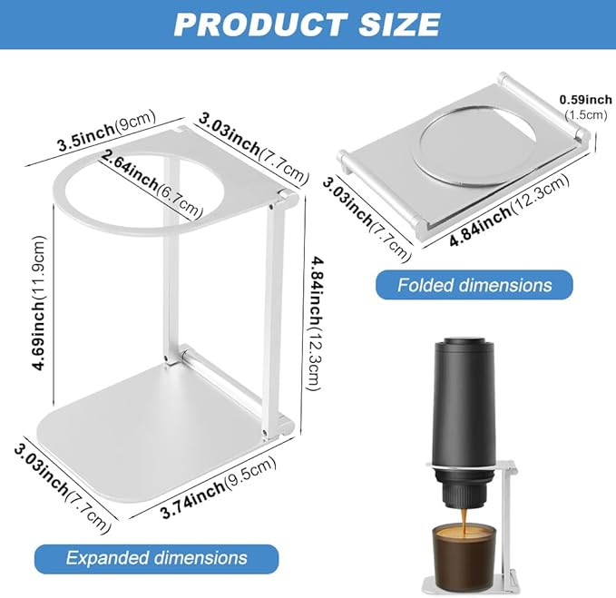 Pour over Dripper Stand,Foldable Espresso Machine Stand,Aluminum Coffee Dripper Holder Rack for Home Travel Camping Hiking Pour Over Coffee Portable Espresso Coffees Maker(Grey,Size:12.3*9.5*7.7CM)