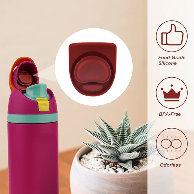 4pcs Bottle Replacement Stopper, Bottle Gasket Silicone Plug Accessories for Owala FreeSip 24oz 32oz, Water Bottle Top Lid Parts for Owala 19/24/32/40oz BPA-Free Seal Bottle Cap Mouth (Dark Red)