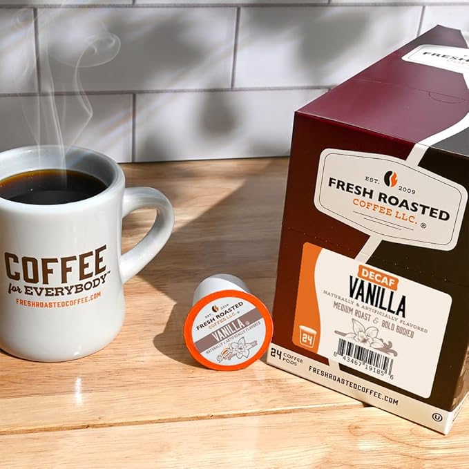 Fresh Roasted Coffee, Decaf French Vanilla, Flavored Coffee Pods, K-Cup Compatible, 24 Count