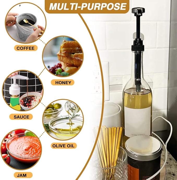 50 Packs Black Coffee Syrup Pump Dispenser, Compatible with 25.4 Oz/750ml Bottles, Great for Home & Coffee Bar Drinking Mixes, Tea, Beverage, Cocktails, Plus Spoons