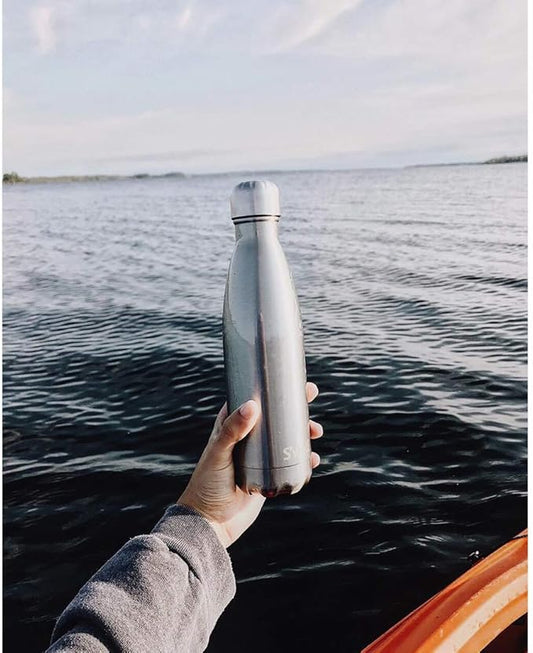 S'well Stainless Steel Water Bottle, 25oz, Silver Lining, Triple Layered Vacuum Insulated Containers Keeps Drinks Cold for 48 Hours and Hot for 24, BPA Free, Perfect for On the Go